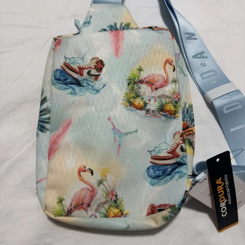 Nike‎ Air Jordan Cordura Crossbody Bag Blue Tropical Flamingo MA0957-W4H NWT